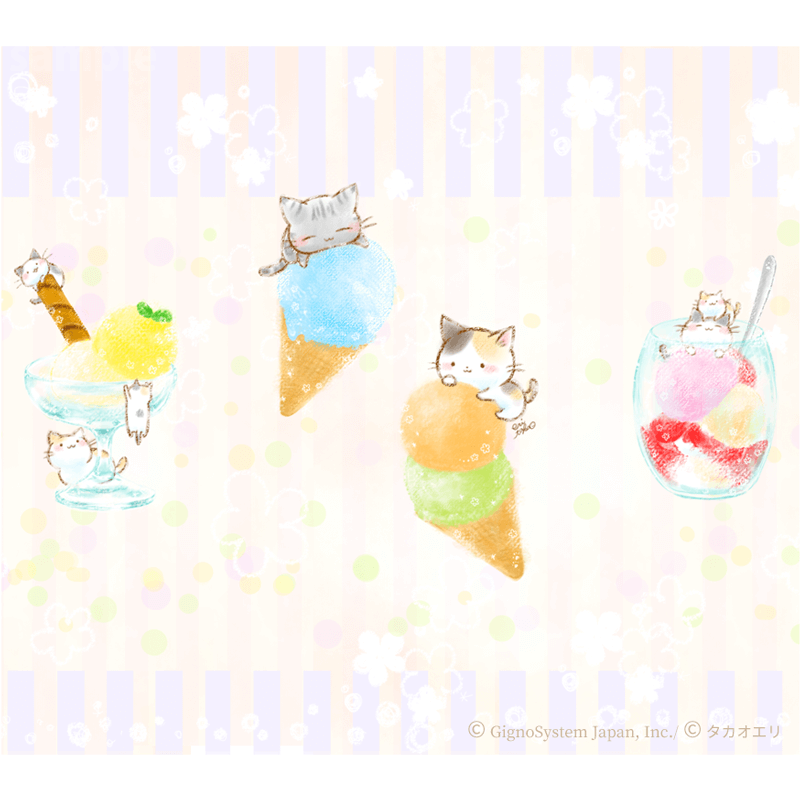 アイスクリーム　猫　ねこ　夏